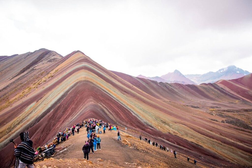 view of rainbow mountain in peru