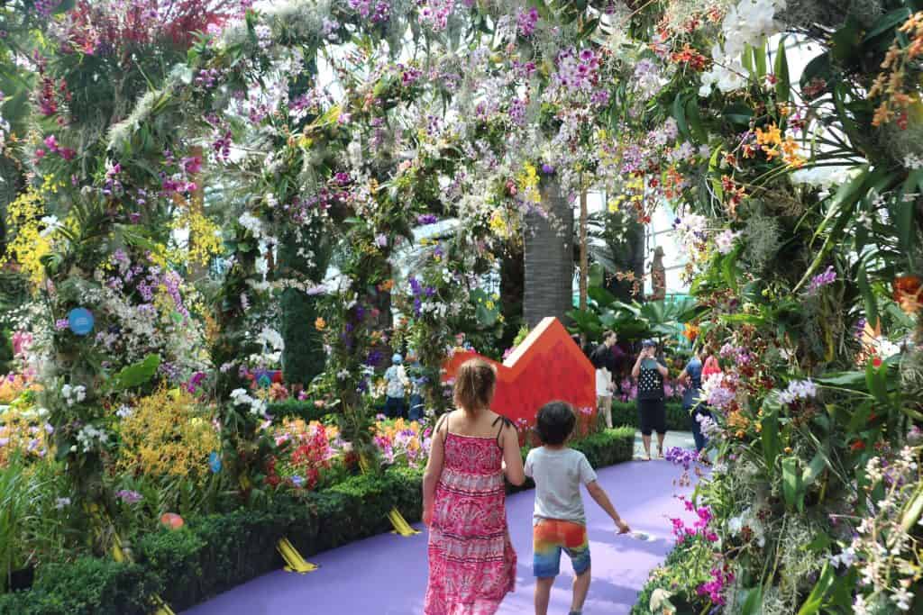 learning vacations - gardens by the bay singapore Children with flowers at Gardens by the Bay, singapore
