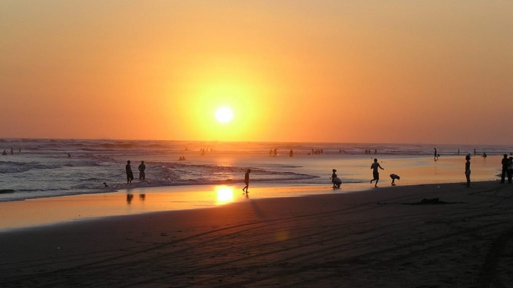 beautiful sunset in nicaragua on a beach