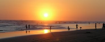 beautiful sunset in nicaragua on a beach