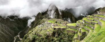 machu picchu with clouds