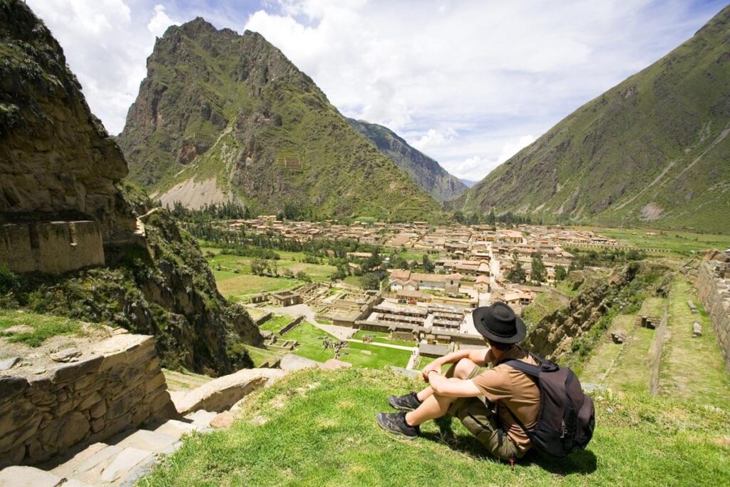 View overlooking the Sacred Valley in Peru View overlooking the Sacred Valley in Peru