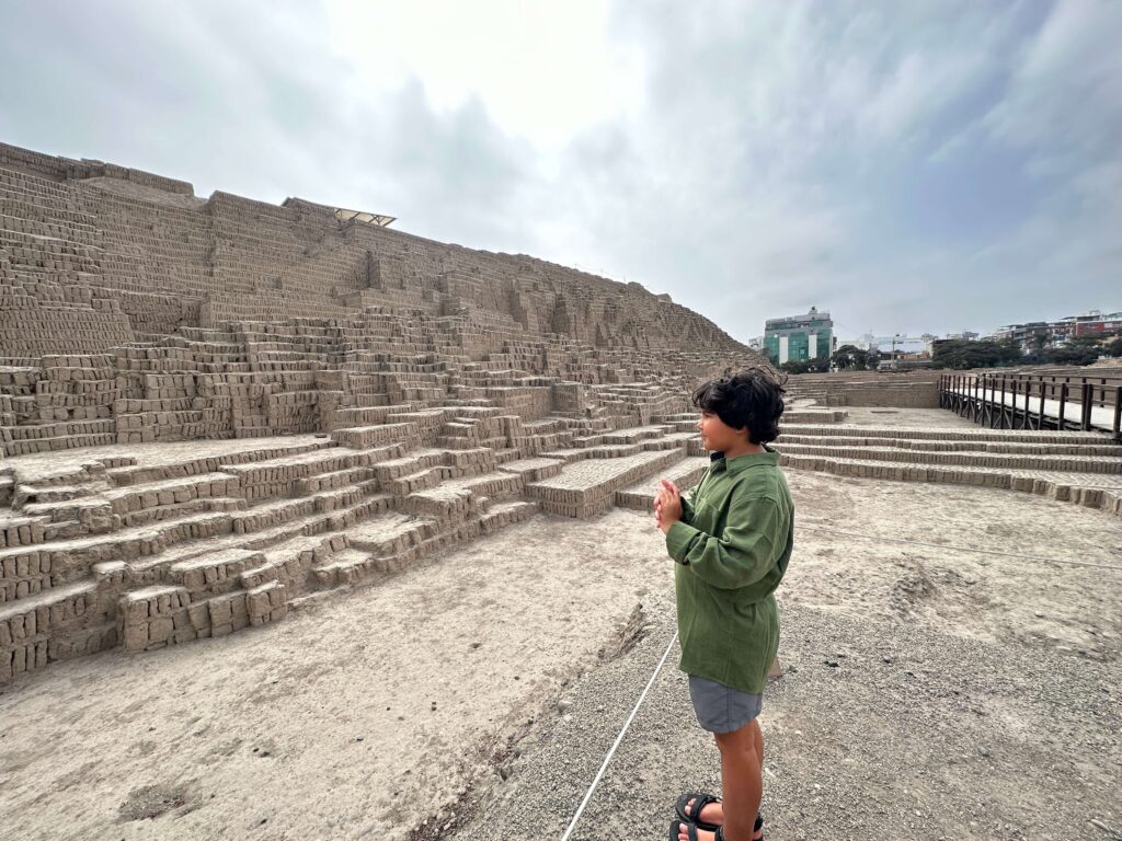 boy at the Huaca Pucllana site